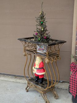MCM Palm Beach Regency Inlaid Marble Wrought Iron Foyer Console 