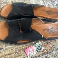 Women's Sandals Shoe Slide-Mule Tommy Bahama Sz 10 Black NWT slip on leather