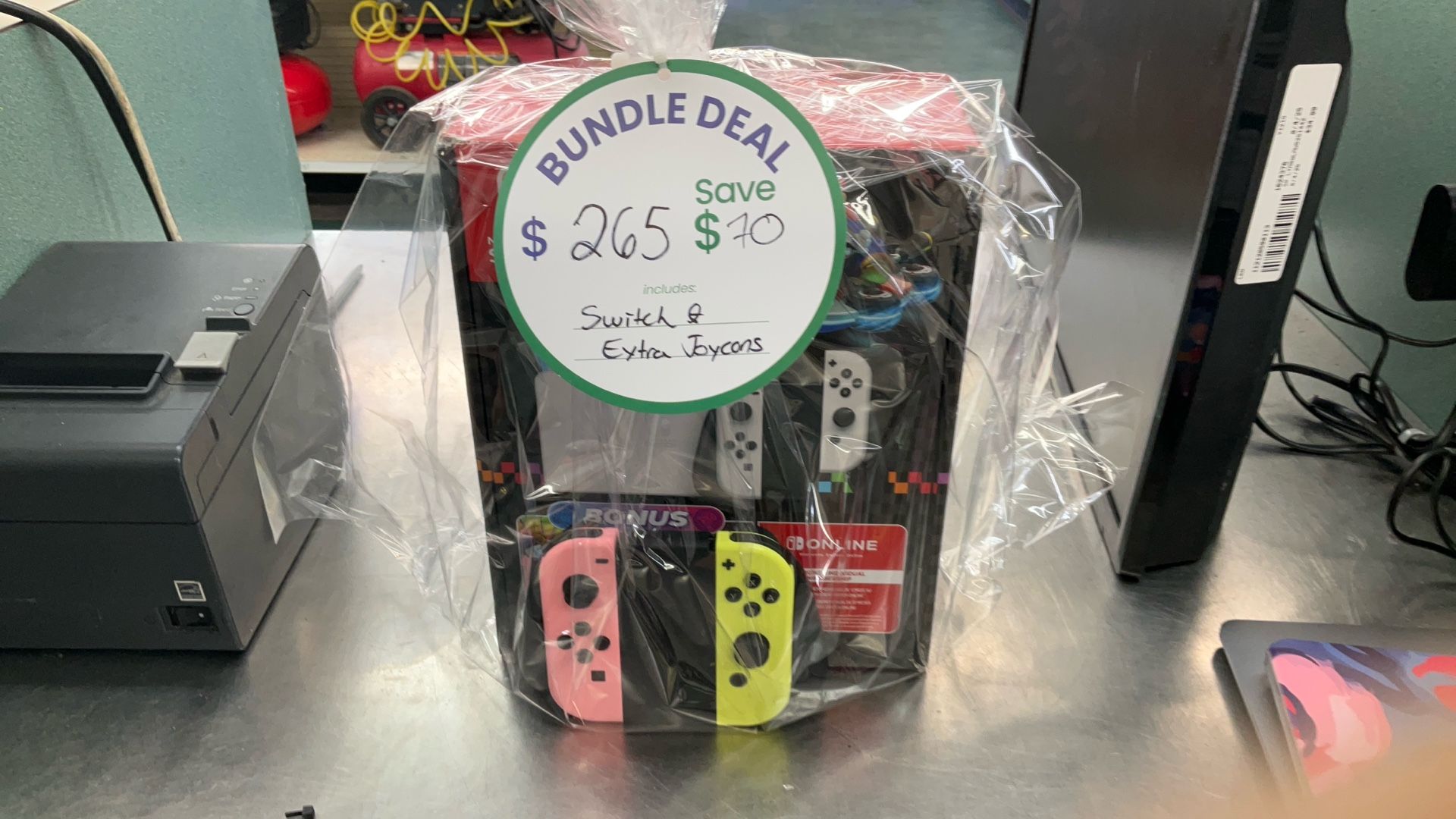 White Nintendo Switch OLED Bundle With Extra Joycons