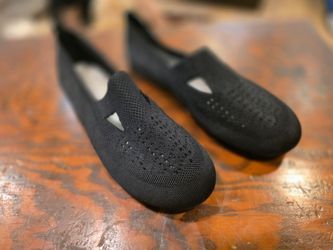 Knit Black Slip-On Flats