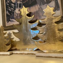 Beautiful Gold Tree Lot With Marble Bases
