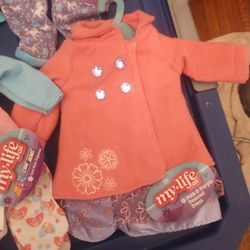 Brand New My Life As Pink And Purple Peacoat Dress For An 18-in Doll