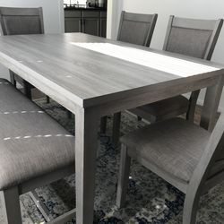 New Light Grey 6pcs Dining Set