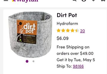 Case Lot of 25 Grow Hydrofarm Dirt Pots W/ Handles 5 Gallon portable GHDB