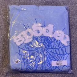 Authentic Sp5der Sky Blue Hoodie Size Medium