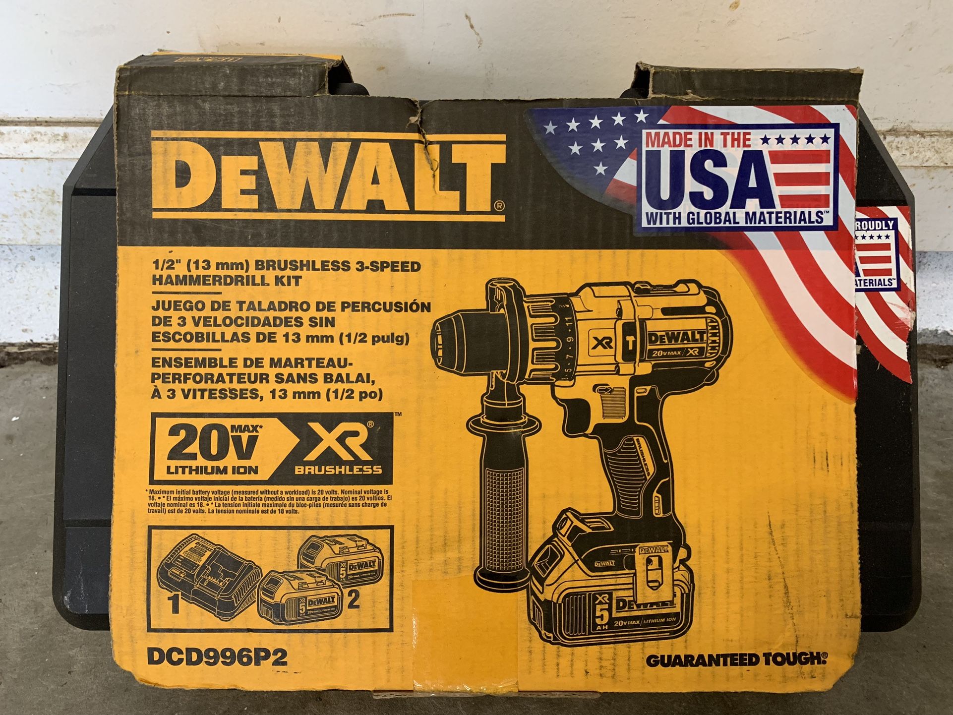 DEWALT 20V MAX XR Cordless Brushless 3-Speed 1/2 in. Hammer Drill with (2) 20V 5.0Ah Batteries and Charger