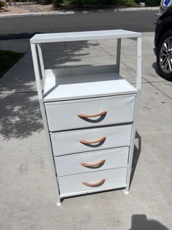 White 4-Drawer Storage Tower with Top Shelf