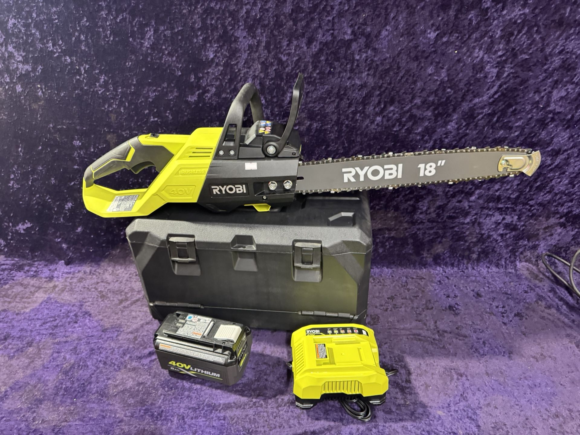 🧰Ryobi 40v 18in HP Chainsaw W/6.0ah High Capacity And Rapid Charger! $240! 🧰