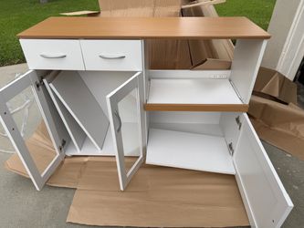 IKEA- White and Wood Kitchen Storage Cabinet