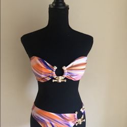 Multicolor Bandeau Bikini Swimsuit 