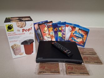 Instant Disney Movie Night Bundle! Samsung Blu-ray Player, New Popcorn Maker, & 11 Disney Movies
