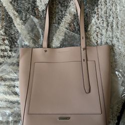 REBECCA MINKOFF ROSEWOOD STELLA NORTH SOUTH LARGE LEATHER TOTE