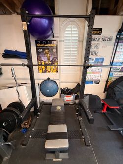 Weightlifting Rack- Includes 45lb Olympic Bar and Bench