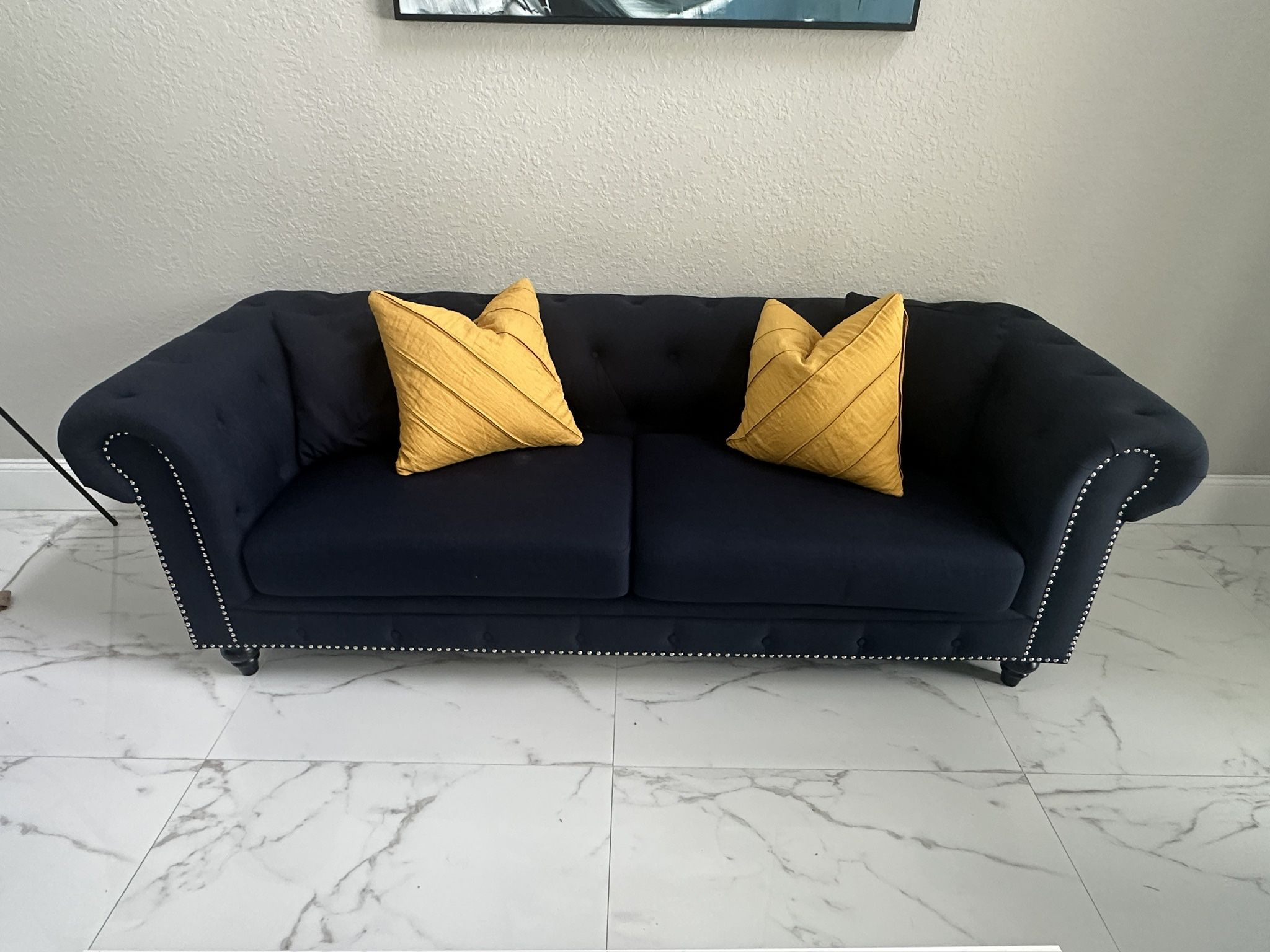 Navy Blue Sofa + 2 Matching Chairs – Pickup Only