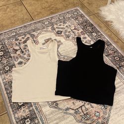 H&M black and white tanks 