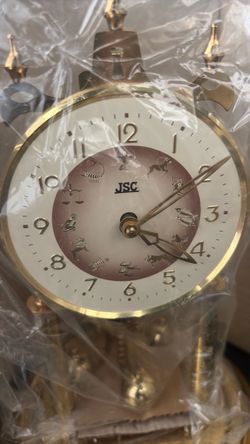 Title: Vintage German Mechanical 400-Day Anniversary Clock (with Glass Dome)