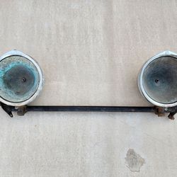 Original 1920s 1930s Nash Headlight Bucket Assembly Pair & Bar