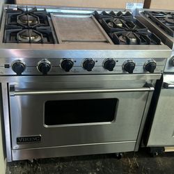Viking 36”Wide Dual Fuel Range Stove Stainless Steel With Griddle 