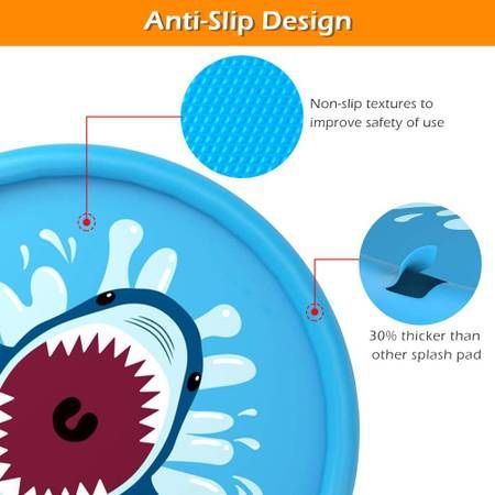 Splash Pad Sprinkler for Kids 68" Splash Play Mat Outdoor Water Toys Inflatable Splash Pad Baby Toddler Pool Boys Girls Children Outside Backyard Dog