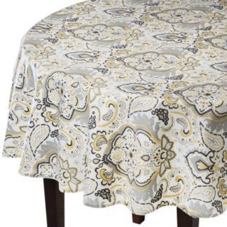 Threshold Paisley Grey/Yellow 70-Inch Round Tablecloth (Brand New)