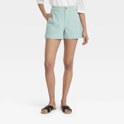 A NEW DAY Womens Size 12 Mint Green High Rise Stretch Cotton Blend Casual Shorts
