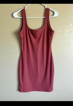 Women’s Ribbed Tank Mini Dress Dusty Rose Size Medium