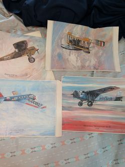 Vintage Aviation Art Prints Set of 4