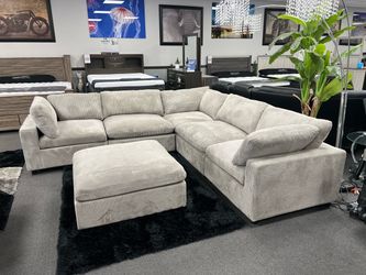 6PC Gray Modular Sofa Sectional