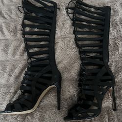 New Vince Camuto Tall Lace Up Heels Black