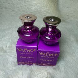 2x VERSACE DYLAN PURPLE POUR FEMME 0.17oz / 5ml Each EDP SPLASH MINI NEW IN BOX