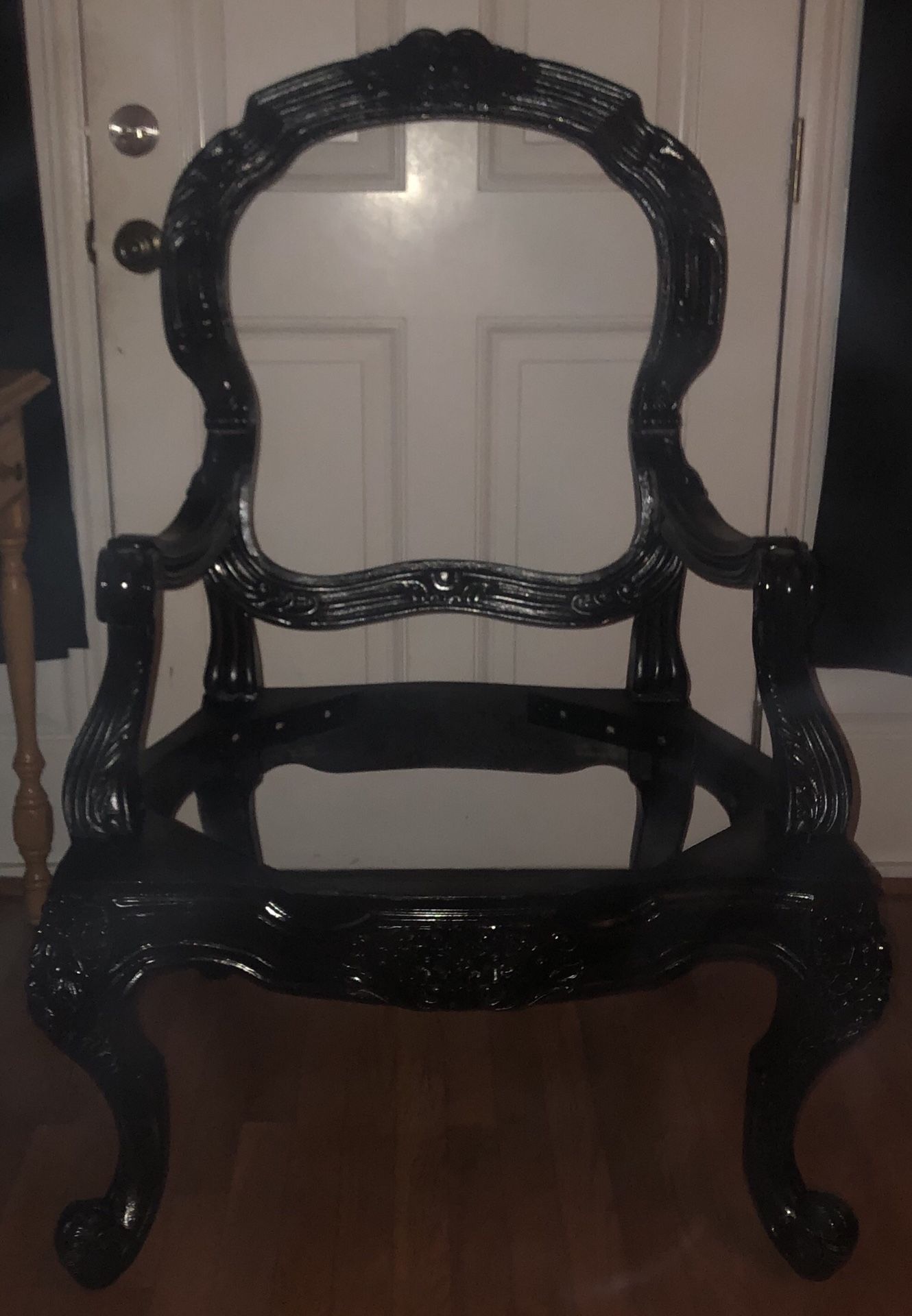 black large unfinished solid wood chair