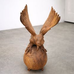 Hand-Carved Wooden Eagle Sculpture (Decor Piece)