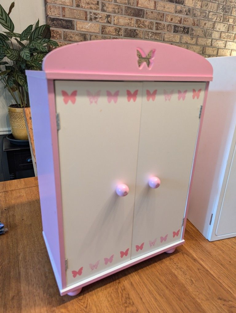 Emily Rose 18 Inch Doll Wooden Furniture Clothes & Accessories Storage Closet Armoire