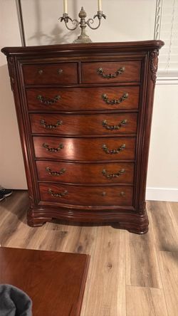 Tall Cherry Wood Chest of Drawers