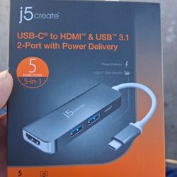 USB C To Hdmi & USB 3.1 2 Port W/ Power Delivery 