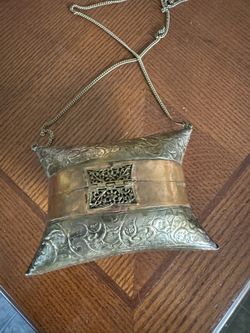 Vintage Metal Embossed Pillow Purse 