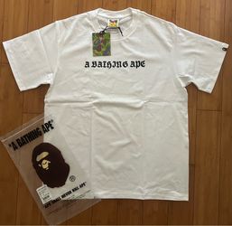 BAPE white tee with gothic lettering Size L