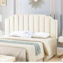 Velvet Cream KING Head Board 