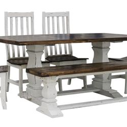 Antique White Solid Wood Dining Set! 