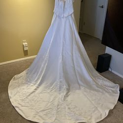 3 Piece Ilissa By Demetrius White Satin Beaded Wedding Dress Sz 10
