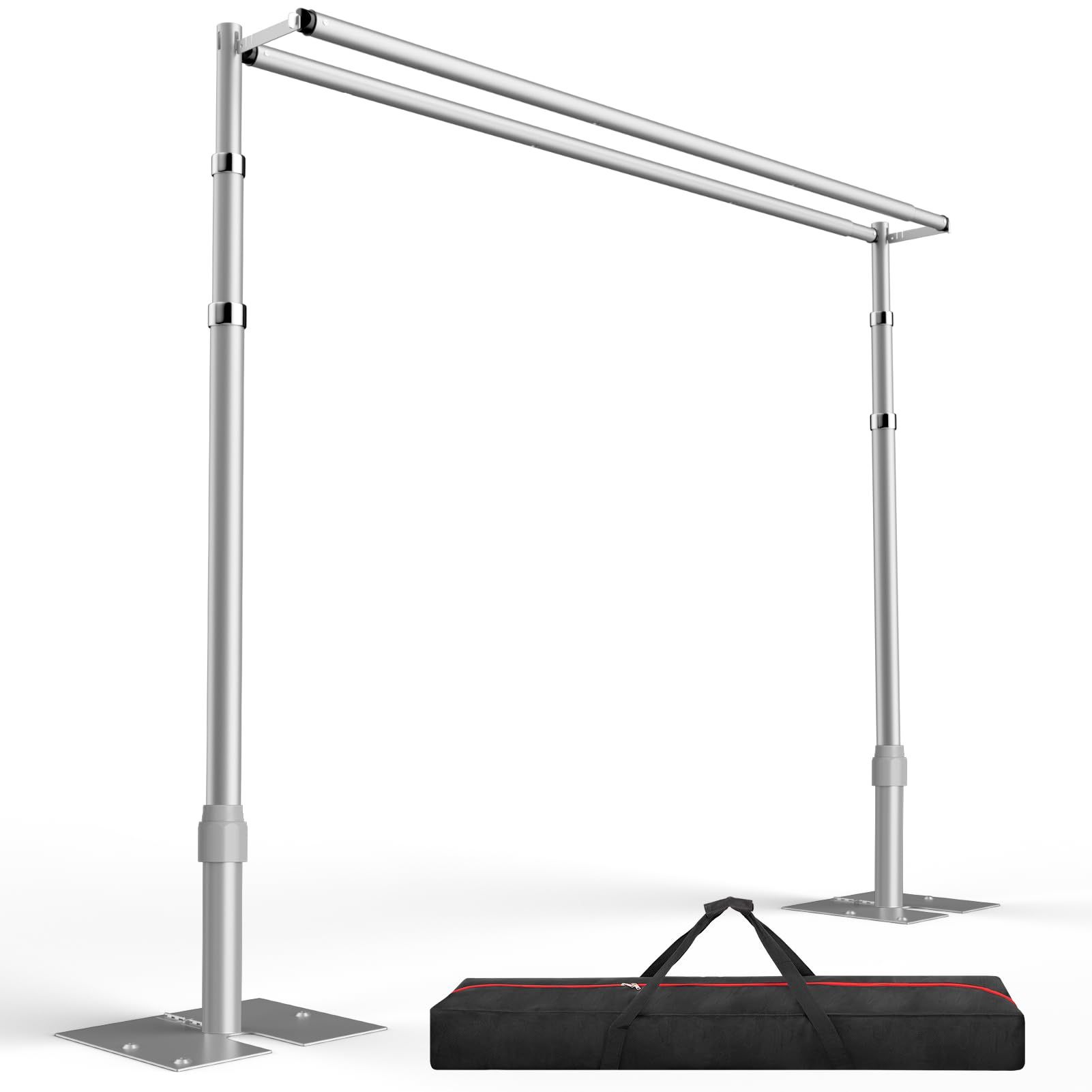 EMART Backdrop Stand Heavy Duty 10x10Ft, Double Crossbar Pipe And Drape Photo Background Support Kit, Adjustable Metal Frame With Flat Base For Weddin