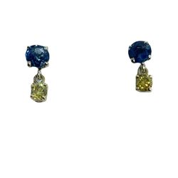 14k Gold Diamond Sapphire Stud Earrings 