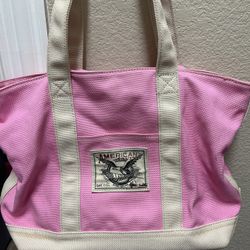 Pink & Cream Canvas Tote