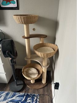 Modern wood cat tree