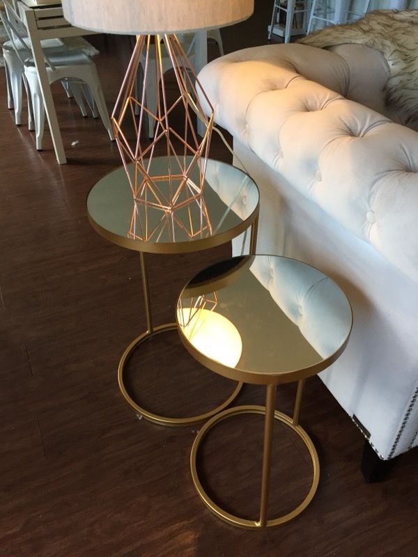Round Nesting Mirror End Tables
