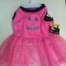 NEW dog Halloween costume hot pink pumpkin tutu dress large $5 FIRM