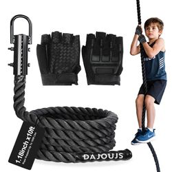 DAJOUJS Climbing Rope 1.18 Inch Diameter 10 Feet Length Gym Climbing Rope for Workout Fitness & Strength Training, Gym Rope, Exercise Climbing Rope in