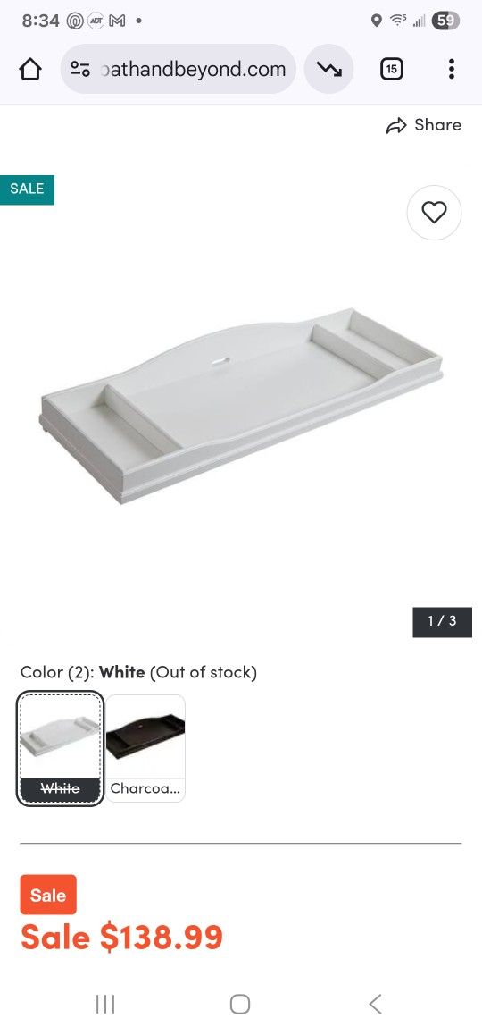 Baby Cashe Diaper Changing table- White