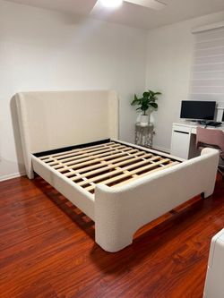 Pottery Barn Style Bed | Platform Bed Frame | OEKO-TEX Performance Fabric | Queen & King