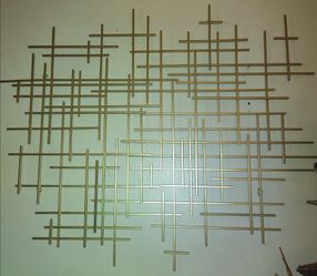 Modern gold metal grid art